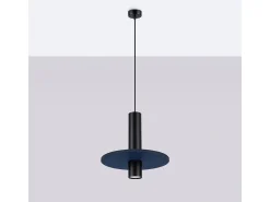 Lámpara colgante Pelta moderno de fieltro/acero - 1 fuentes luminosas - L.30 x A.126 cm - azul marino/negro