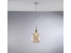 Lámpara colgante Pluvia de hierro con cristal pyrex ámbar 1 luz 142 Ø20 BL264-S1-AM
