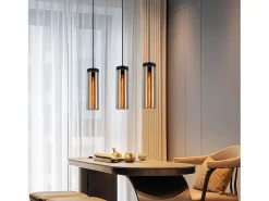 Lámpara colgante retro de cristal negro mate para mesa de comedor, 3 llamas, E27
