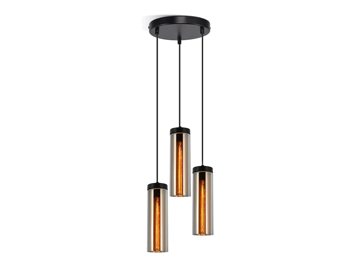 Lámpara colgante retro de cristal negro mate para mesa de comedor, 3 llamas, E27