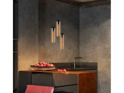 Lámpara colgante retro de cristal negro mate para mesa de comedor, 3 llamas, E27