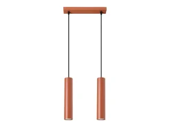 Lámpara colgante Toris desván de acero - 2 fuentes luminosas 3000K - L.30 x A.105 cm - ocre rojo