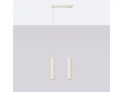 Lámpara colgante Toris desván de acero - 2 fuentes luminosas 3000K - L.30 x A.105 cm - beige