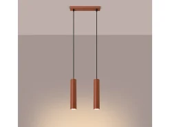 Lámpara colgante Toris desván de acero - 2 fuentes luminosas 4000K - L.30 x A.105 cm - ocre rojo
