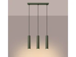 Lámpara colgante Toris desván de acero - 3 fuentes luminosas 4000K - L.45 x A.98 cm - verde oliva