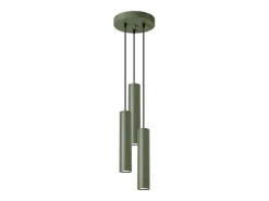 Lámpara colgante Toris desván de acero - 3 fuentes luminosas 3000K - L.19,5 x A.108 cm - verde oliva
