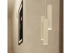 Lámpara colgante Toris desván de acero - 1 fuentes luminosas 4000K - L.8 x A.118 cm - beige