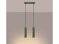 Lámpara colgante Toris desván de acero - 2 fuentes luminosas 4000K - L.30 x A.105 cm - verde oliva