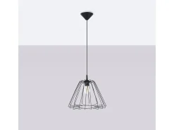 Lámpara Colgante Trapo Moderno De Acero - 1 Fuentes Luminosas - L.35 X A.91 Cm - Negro