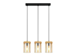 Lámpara colgante vintage de vidrio con 3 llamas para mesa de comedor, E27, para sala de estar