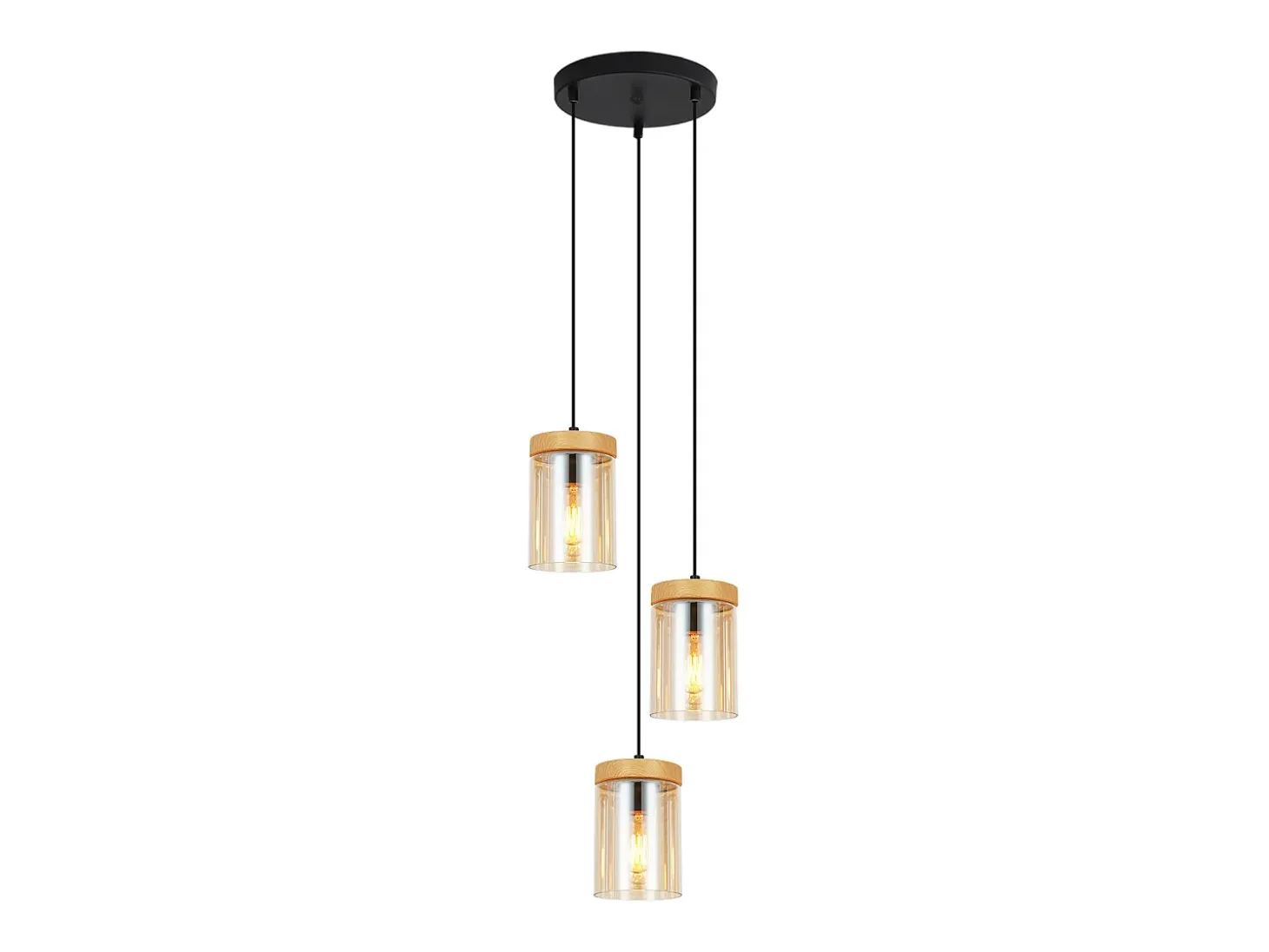 Lámpara colgante vintage de vidrio con 3 llamas para mesa de comedor, E27, para sala de estar