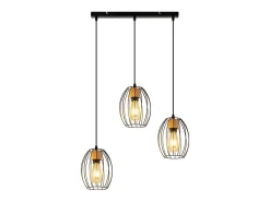 Lámpara colgante vintage Nettlife para mesa de comedor: lámpara colgante de 3 luces, metal negro, casquillo E27, estilo retro (bombillas no incluidas).