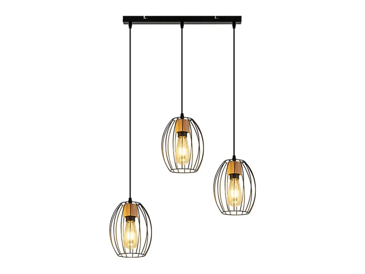 Lámpara colgante vintage Nettlife para mesa de comedor: lámpara colgante de 3 luces, metal negro, casquillo E27, estilo retro (bombillas no incluidas).