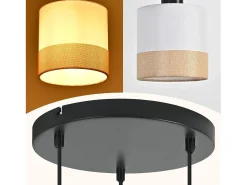 Lámpara colgante vintage Nettlife para mesa de comedor - Lámpara de araña de tela blanca de 3 luces E27, iluminación retro para salón (bombillas no incluidas)