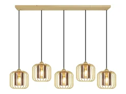 Lámpara colgante vintage Nettlife de 5 luces, de cristal y metal, para comedor, estilo retro, con casquillo E27 y altura ajustable (bombillas no incluidas).