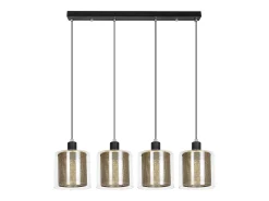 Lámpara colgante vintage NETTLIFE para salón dorada, 3 bombillas E14, cristal industrial, ALTURA REGULABLE
