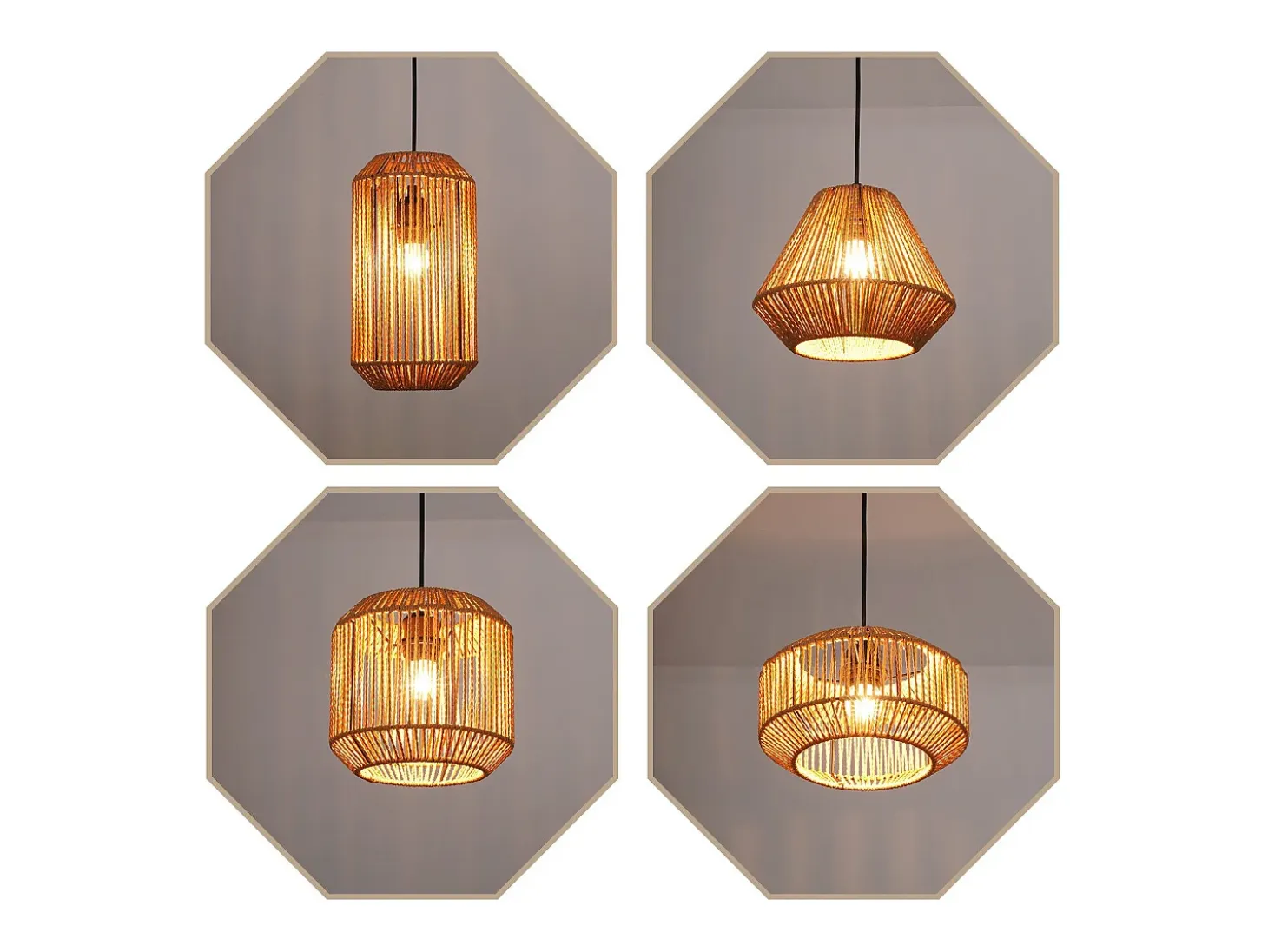 Lámpara colgante vintage para mesa de comedor NETTLIFE, diseño de farol de cuerda de cáñamo de 1 bombilla, E27, para comedor