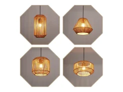 Lámpara colgante vintage para mesa de comedor NETTLIFE, diseño de farol de cuerda de cáñamo de 1 bombilla, E27, para comedor