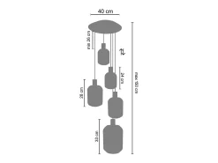 Lámpara de Araña TOSEL ,madera y cristal ,violeta ,A 100x D60xP60cm