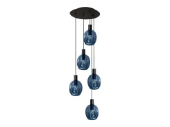 Lámpara de Araña TOSEL ,metal y cristal,Azul , P 100xD60xD 60cm
