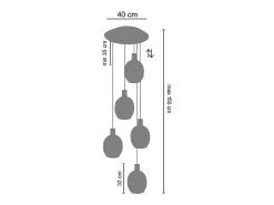 Lámpara de Araña TOSEL ,metal y cristal,Azul ,P100xD60xD60cm