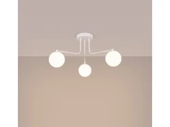 Lámpara De Araña Astral Minimalista De Acero/Vidrio - 3 Fuentes Luminosas - L.62 X A.29 Cm - Blanco