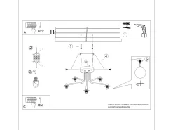 Lámpara De Araña Astral Minimalista De Acero/Vidrio - 5 Fuentes Luminosas - L.58 X A.29 Cm - Blanco