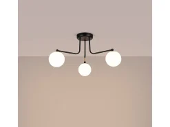 Lámpara De Araña Astral Minimalista De Acero/Vidrio - 3 Fuentes Luminosas - L.62 X A.29 Cm - Negro/Blanco
