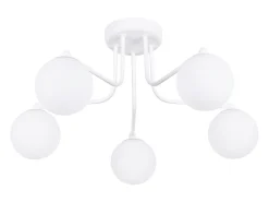 Lámpara de araña Bealy minimalista de acero/vidrio - 5 fuentes luminosas 3000K - L.58 x A.29 cm - blanco
