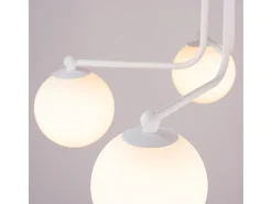 Lámpara de araña Bealy minimalista de acero/vidrio - 5 fuentes luminosas 3000K - L.58 x A.29 cm - blanco