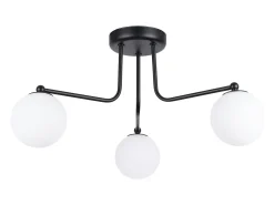 Lámpara de araña Bealy minimalista de acero/vidrio - 3 fuentes luminosas 3000K - L.62 x A.29 cm - negro/blanco