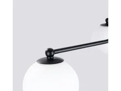 Lámpara de araña Bealy minimalista de acero/vidrio - 5 fuentes luminosas 3000K - L.58 x A.29 cm - negro/blanco