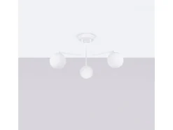 Lámpara de araña Bealy minimalista de acero/vidrio - 3 fuentes luminosas 3000K - L.62 x A.29 cm - blanco