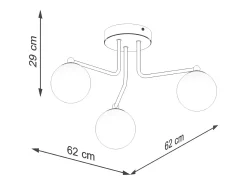 Lámpara de araña Bealy minimalista de acero/vidrio - 3 fuentes luminosas 3000K - L.62 x A.29 cm - blanco