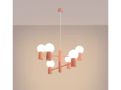 Lámpara De Araña Halo Moderno De Aluminio - 6 Fuentes Luminosas - L.64 X A.230 Cm - Aterciopelado