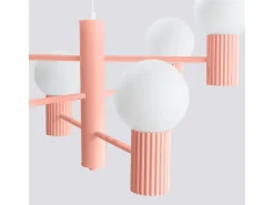 Lámpara De Araña Halo Moderno De Aluminio - 6 Fuentes Luminosas - L.64 X A.230 Cm - Aterciopelado