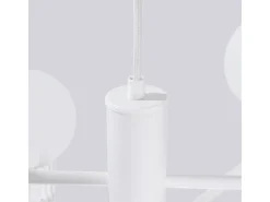 Lámpara De Araña Halo Moderno De Aluminio - 6 Fuentes Luminosas - L.64 X A.230 Cm - Blanco