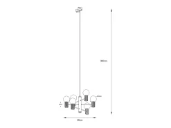 Lámpara De Araña Halo Moderno De Aluminio - 6 Fuentes Luminosas - L.64 X A.230 Cm - Negro