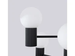 Lámpara De Araña Halo Moderno De Aluminio - 6 Fuentes Luminosas - L.64 X A.230 Cm - Negro