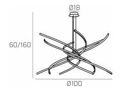Lámpara de araña LED moderna Tornado, 88 W, 5950 lm, 1163/S100, color oro bruñido
