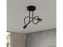 Lámpara De Araña Loop Minimalista De Acero - 2 Fuentes Luminosas - L.57 X A.25,5 Cm - Negro