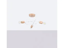 Lámpara de araña Sparkon minimalista de acero/madera - 3 fuentes luminosas 3000K - L.14 x A.26 cm - blanco/madera natural
