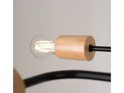 Lámpara De Araña Timbo Desván De Acero/Madera - 8 Fuentes Luminosas - L.100 X A.16,5 Cm - Negro/Madera Natural