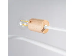 Lámpara de araña Zimbo desván de acero/madera - 8 fuentes luminosas 4000K - L.100 x A.16,5 cm - blanco/madera natural