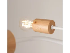 Lámpara de araña Zimbo desván de acero/madera - 4 fuentes luminosas 4000K - L.75 x A.16,5 cm - blanco/madera natural