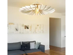 Lámpara de MDF - Luminaria D. 68 x Alt. 50 cm - Blanco - FARITA