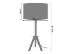 Lámpara de Mesa TOSEL ,madera,natural,A62xD 30xP30cm
