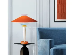 Lámpara de Mesa TOSEL ,metal,madera,Naranja,A52xD39xP39cm