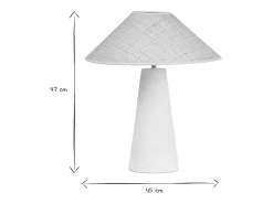 Lámpara de mesa blanca de cerámica con pantalla de mimbre H47 cm JUNI
