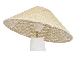 Lámpara de mesa blanca de cerámica con pantalla de mimbre H47 cm JUNI